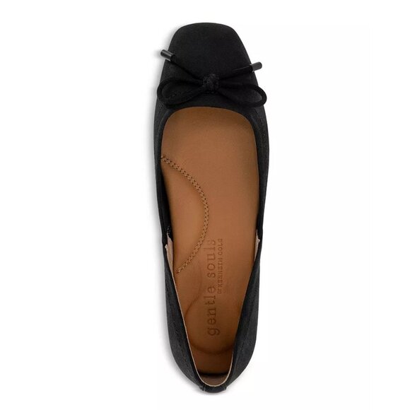 GENTLE SOULS Sailor Bow Ballet Flats Size 6.5 Black Suede Comfort NEW $159 - Picture 3 of 13